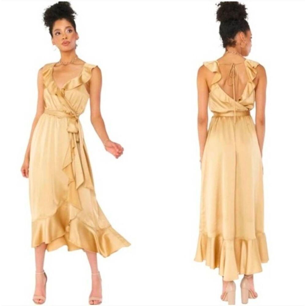 Show Me Your Mumu Samantha Ruffle Wrap  Holiday Dress Sz. L